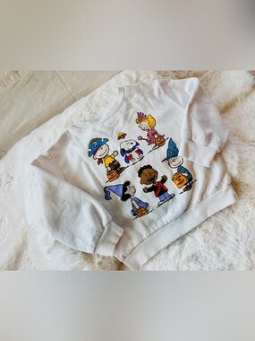 Peanuts White Kids Halloween Sweatshirt with Colorful Character Print